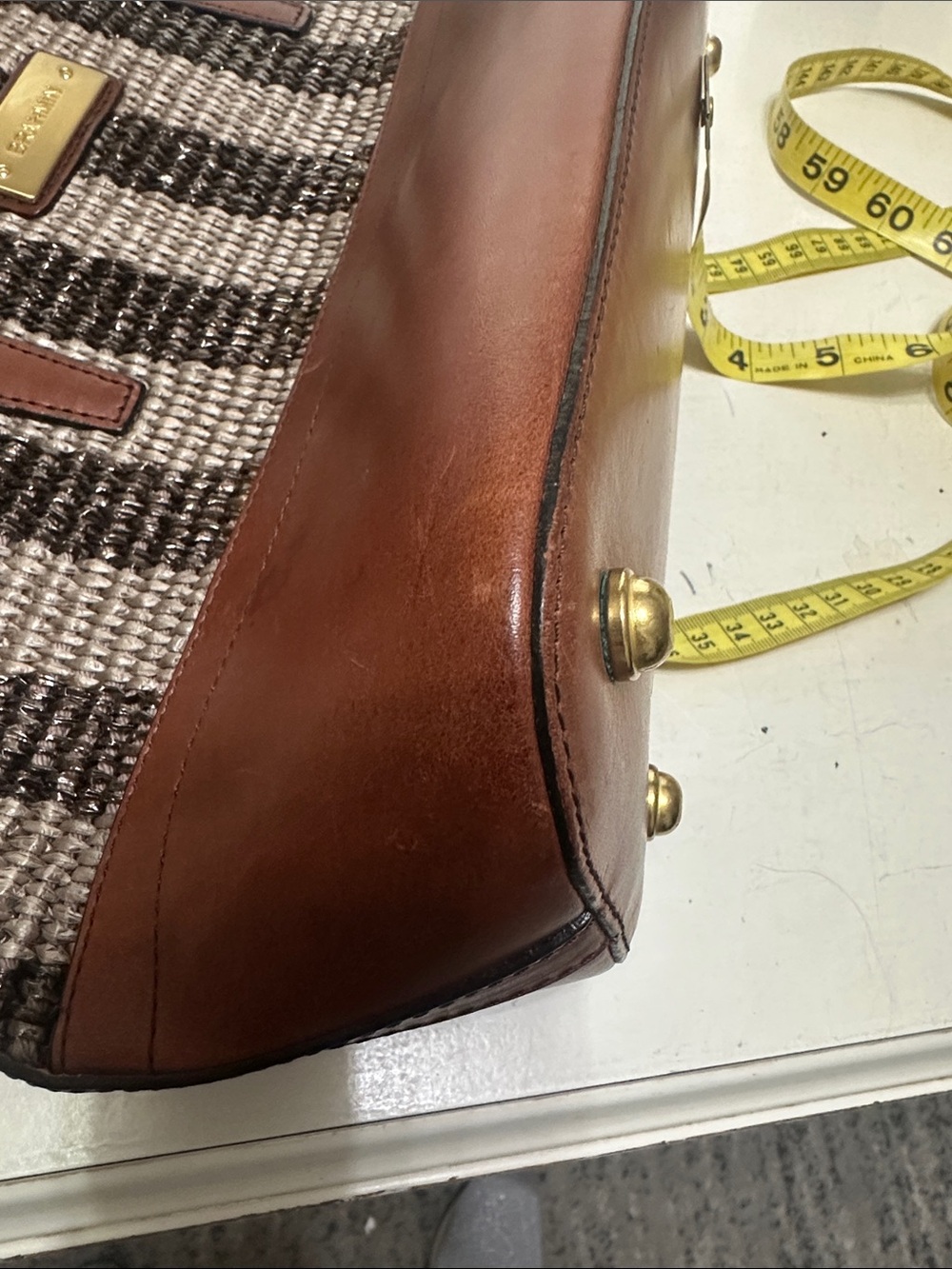 Brahmin Raffia Leather Bag with Detachable strap - Picture 8 of 11